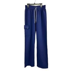 Jaanuu Women's Navy Blue Drawstring Cargo Scrub Pant Sz XS